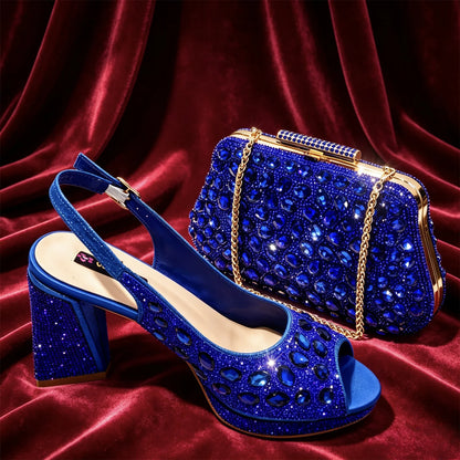 2026 Chic Fuchsia Peep Toe Heels with Sparkling Diamond Accents - Italian Designed Matching Pump and Bag Set for Stunning Party