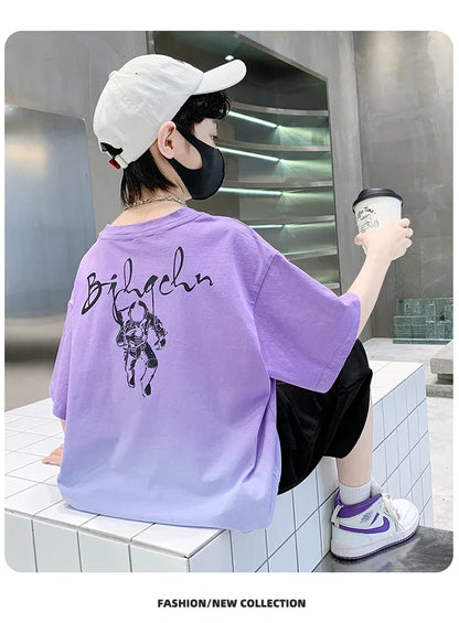 Kids Boy New Summer Suit Tie Dye T-shirt + Cargo Shorts 2 Pieces Tracksuit for Teens Child Shorts Sleeve Clothing Set Age 4 - 14