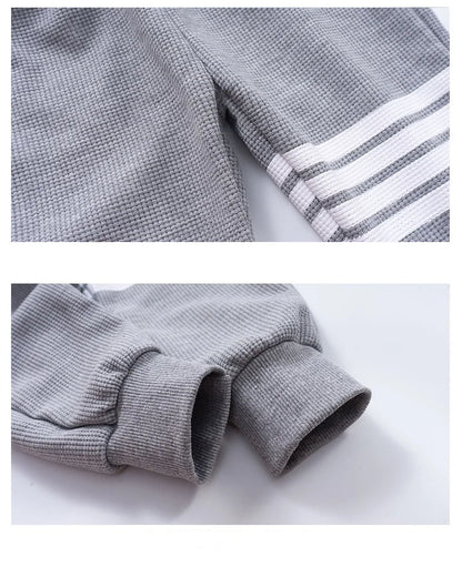 Spring Striped Baby Boys Workout Sweatshirt + Drawstring Sweatpant Sets Kids Tracksuit Child Jumper Pant Jogger Set 2-11 Years