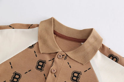 New Baby Boy Summer Clothes Set Children's Fashion Letter Print  Polo Shirt + Shorts 2-Piece Suits 0-5 Year Old