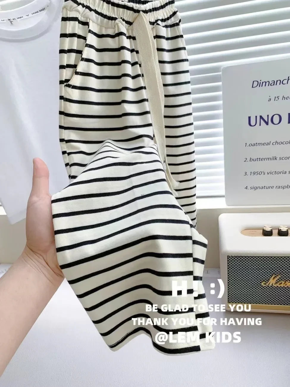 1-8 Years Summer Girls Clothing Set Comfortable Letter T-shirt+Stripe Loose Fitting Pants 2Pcs Suit For Kids Children Outfit