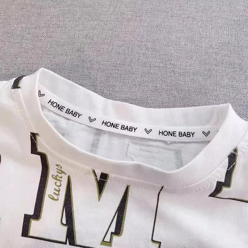 Summer Baby Boys Girls Clothes Set Kid Boy Cartoon Letter Printed T-shirts and Shorts 2Pcs Suit Children Short Sleeve Outfits