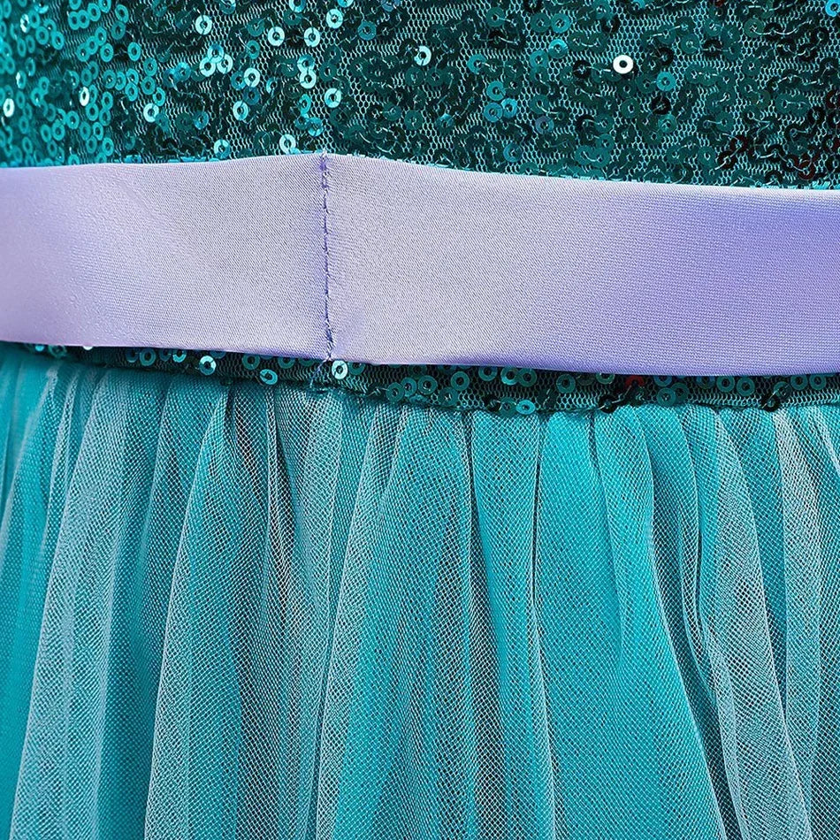 Cute Girl Princess Little Mermaid Ariel Dress Kids Cosplay Costume Children Halloween Birthday Party Clothes Summer Dress Girl