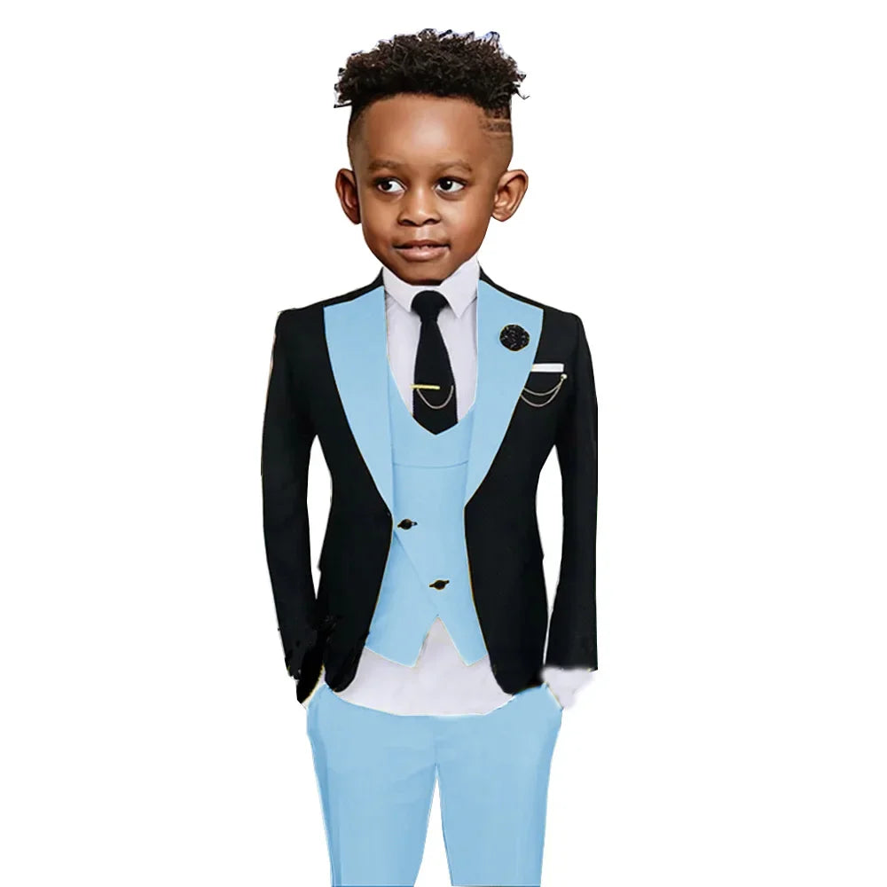 Colorful Kids Fashionable Suit Set 3 Pieces Performance Costumes High Quality Boys Suits Wedding Guest Tuxedo 2-20T