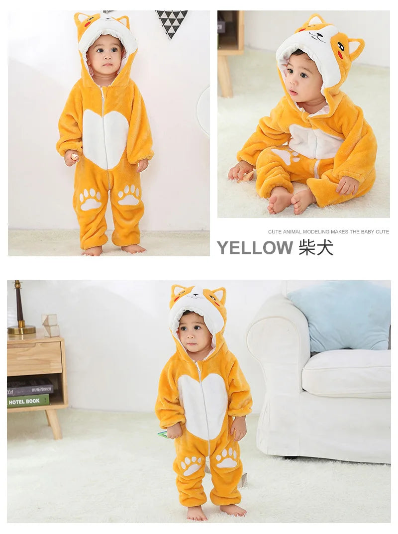 Cute Monkey Tiger Dinosaur Cosplay Costumes Boys Girls Toddler Animal Jumpsuit Baby Rompers Infant Clothes Pyjamas Kids Kigurumi