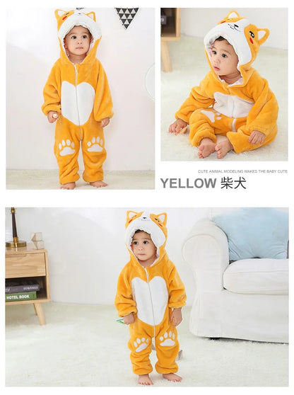 Cute Monkey Tiger Dinosaur Cosplay Costumes Boys Girls Toddler Animal Jumpsuit Baby Rompers Infant Clothes Pyjamas Kids Kigurumi