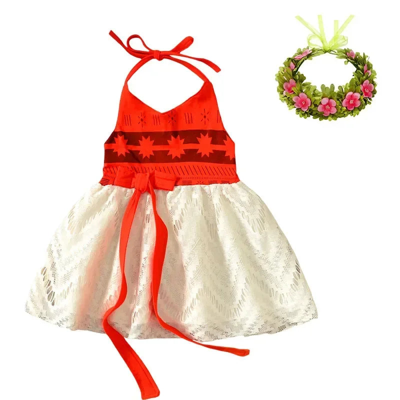 Girls Party Dresses Halloween Girls Little Moana Dress for Beach Summer Outfit Carnival Costumes Party Princess Vaiana Dress