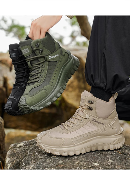 2026 New Outdoor Boots Men's High Top Thick Bottom Tactical Shoes Large Size 47 Hiking Sports Workwear Shoes 48 Casual Style