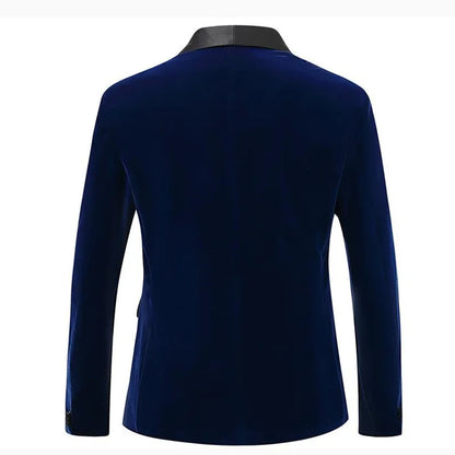 High-grade Men Luxury Gold Velvet Suit One Button Slim Fit Jacket Blue / Red / Green New Homme Wedding Prom Party Dress Blazer