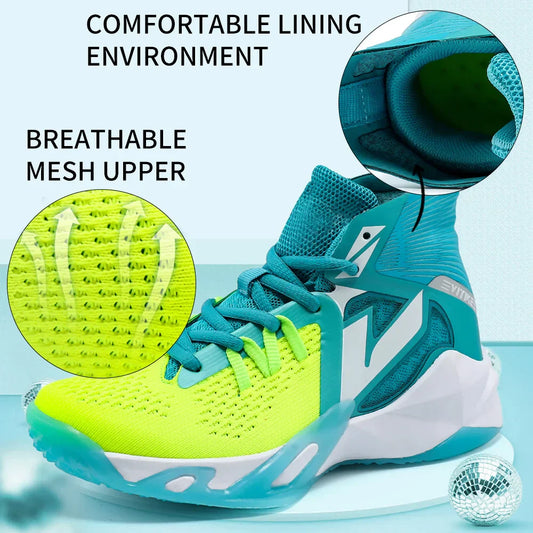 Kids Basketball Shoes Sneakers Durable Non-Slip Running Shoes Secure for Little Kids Big Kids and