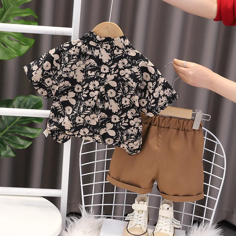 New Summer Baby Boys Clothes Sets Fashion Cotton  Full Printing T-shirts+Tooling Shorts 2pcs Kids Outfits for Infant Tracksuit