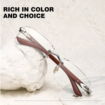 Photochromic Rimless Sunglasses Women Trendy Luxury Square Sunglass Men Vacation Sunscreen Fashion Glasses Gafas De Sol Hombre
