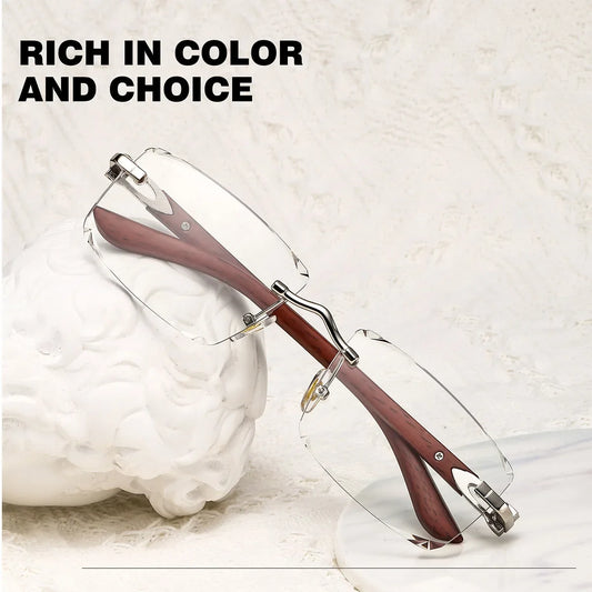 Photochromic Rimless Sunglasses Women Trendy Luxury Square Sunglass Men Vacation Sunscreen Fashion Glasses Gafas De Sol Hombre