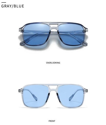 2026 Ins Retro Double Bridge Square Women Sunglasses Fashion Leopard Print Gradient Lenses Men Trend Gafas De Sol UV400