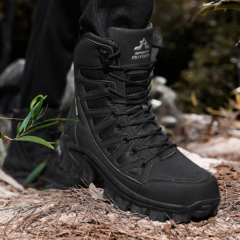 Summer Fashion Men Boots Outdoor Leather Boots Breathable Combat Boots Plus Size 46 Desert Boots Walk Shoes Autumn