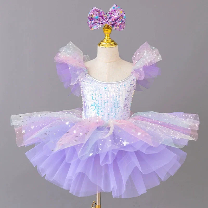 Children's Day Dance Dress Girl Ballet Princess Summer Dresses Girls Ballet Sequins Outfit Kids Clothes Vestidos Birthday Gift
