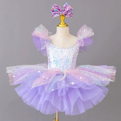 Children's Day Dance Dress Girl Ballet Princess Summer Dresses Girls Ballet Sequins Outfit Kids Clothes Vestidos Birthday Gift