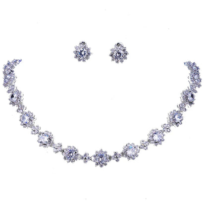 Classic Hot Sale 5 Colors Options High Quality Round Zirconia Jewelry Sets for Elegant Women Wedding Dress Accessories