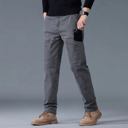 Fashion Print Six-Pocket Jeans Small Straight Cut Style Men's Casual Comfortable Fit Clothing