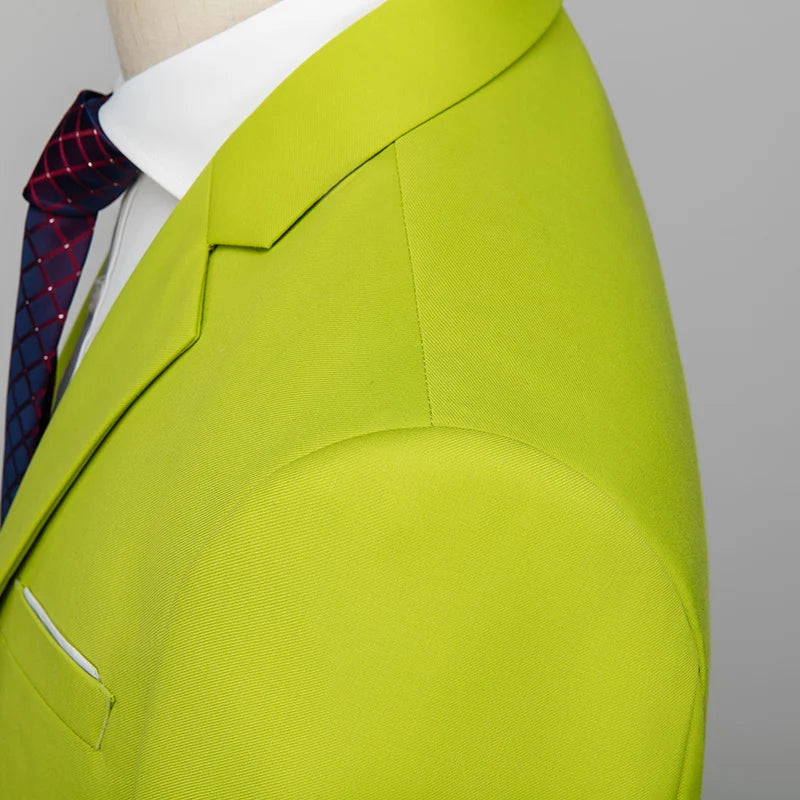 2026 New Men's Suit 3-Piece, Wedding Party Dress Jacket Vest Trousers, Fashion Slim Fit Blazer Waistcoat Pants Red Blue Green