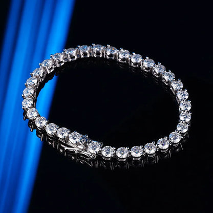 3 Prong 2.5mm 3mm Full D Color Moissanite Diamond Tennis Bracelet for Women 925 Silver Link Chain Spring Buckle Bracelets