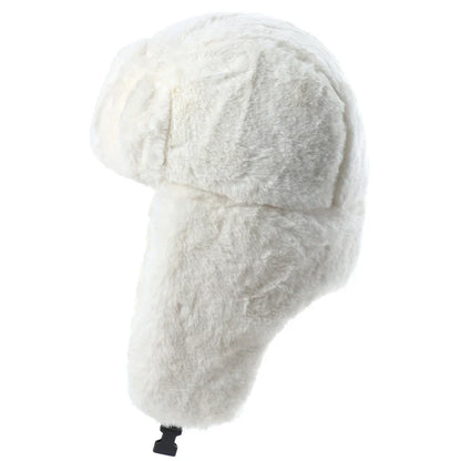 Winter Women Soviet Badge Bomber Hat Warm Faux Rabbit Fur Pilot Ushanka Windproof Thermal Earflap Hats For Men Ski Caps