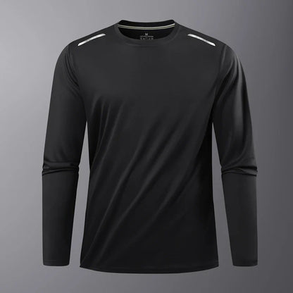 Reflective Sport Gym T Shirt Men Quick Dry Running Bodybuilding Shirts Men Long Sleeve Fitness Pullover Top Spring Autumn