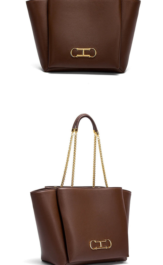 Women's Tote Bag 2026 Spring New Brown Magnetic Buckle Storage Bag Large Capacity Commuter Chain Bag