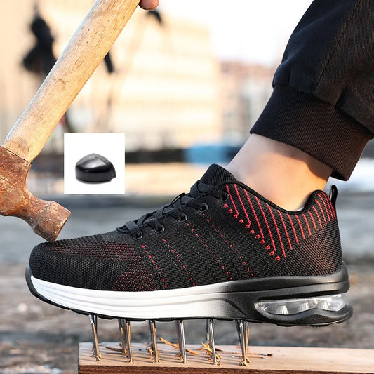 Lightweight Safety Shoes Women Men Air Cushion Work Sneakers Steel Toe Shoes Construction Safety Boots Anti-smash Work Shoes