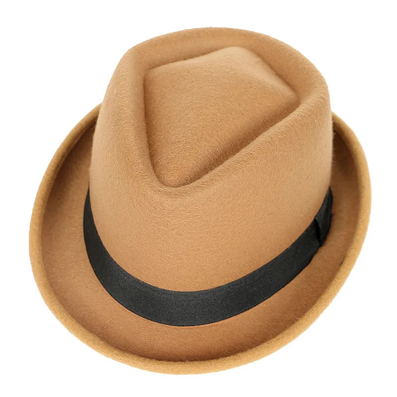 Classic Fedoras Men's Hat Fashion Autumn 2026 Solid Winter Short Sleeve Fedora Jazz Top Hats Women Black Gentleman Felt Cap