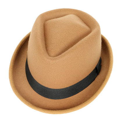 Classic Fedoras Men's Hat Fashion Autumn 2026 Solid Winter Short Sleeve Fedora Jazz Top Hats Women Black Gentleman Felt Cap