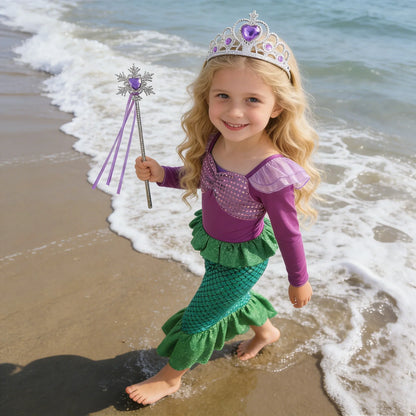 Mermaid Costume for Girl Long Sleeve Girls Dress Carnival Evening Party Dresses Kids Halloween Birthday Prom Dress Up Clothes