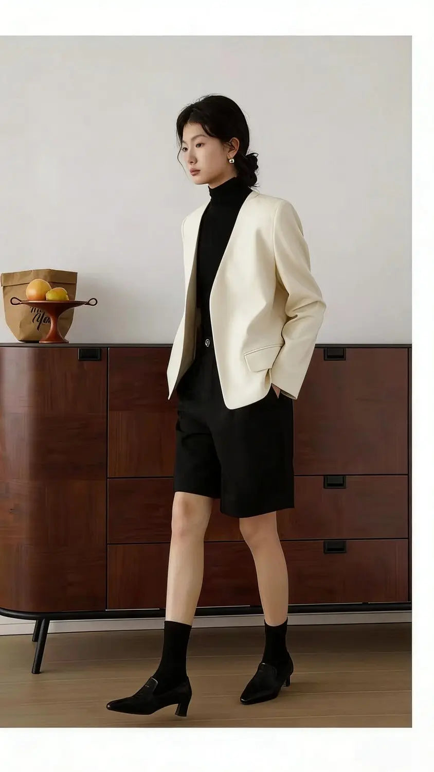Womens Gray Collarless Blazer Cropped Open Front Suit Jacket Casual Office Outerwear