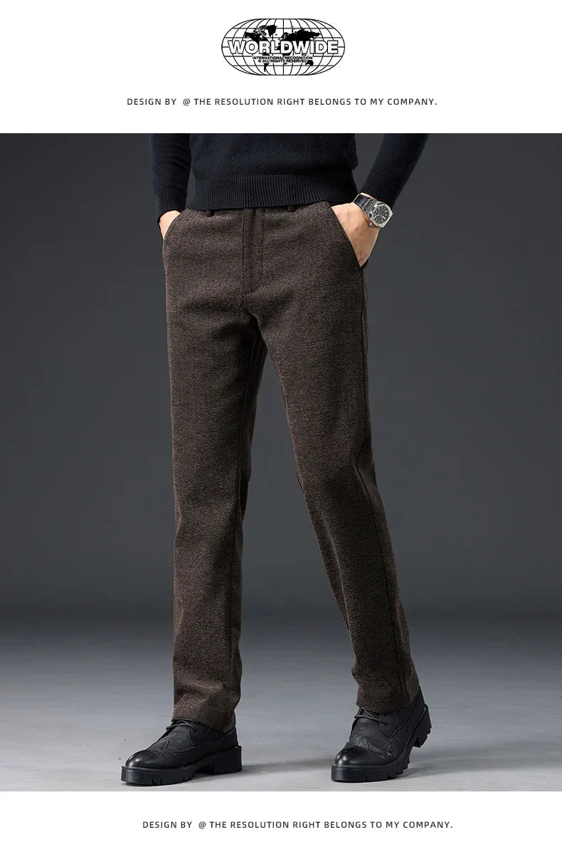 Men's Slim Fit Chenille Long Pants Advanced Business Casual Trousers Trend Autumn Comfortable Daily Wear Male Clothing