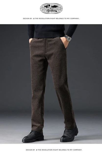 Men's Slim Fit Chenille Long Pants Advanced Business Casual Trousers Trend Autumn Comfortable Daily Wear Male Clothing