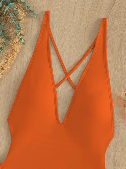 Solid Lace Up Swimsuit Woman Sexy One Piece Swimsuit Swimwear for Women Push Up Women‘s Bathing Suit Beachwear Female Bodysuit