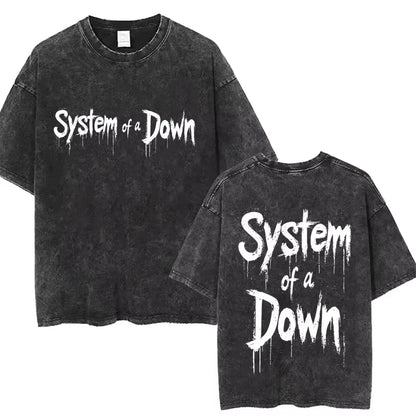 System of A Down Toxicity Album Graphic Washed T-shirts Men Women Rock Oversized T Shirt Male Vintage Alternative Metal T-shirts