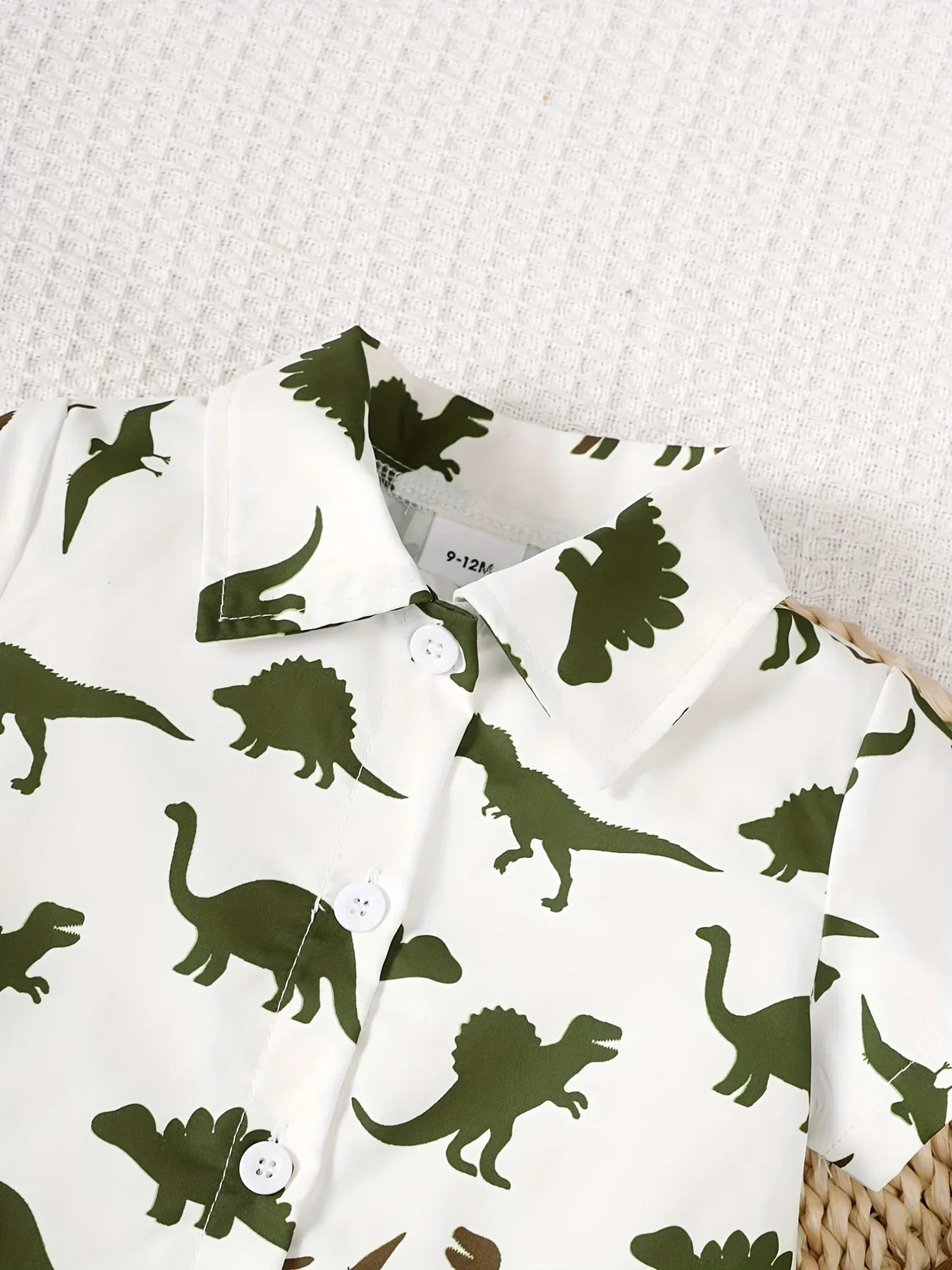 Spring and Summer Dinosaur Short Sleeve Shirt with Overalls 2-Piece Set