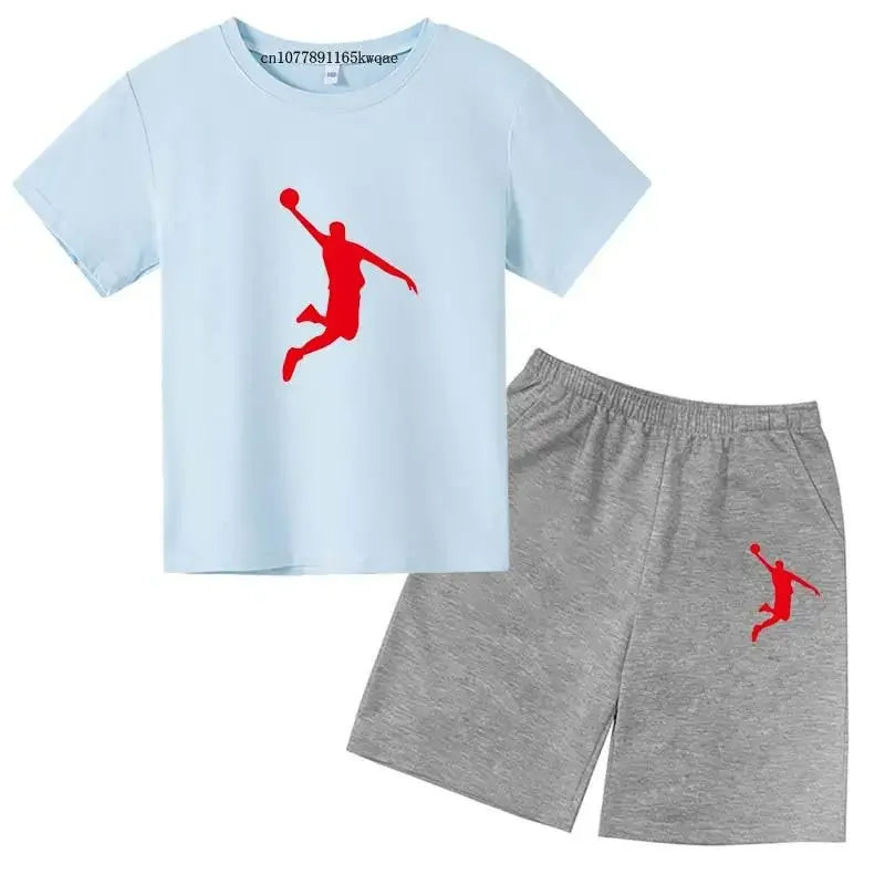 Basketball Idol Print Kids Summer Casual 2pcs T-shirts+Pants Sports Suits 3-13 Years Boys Girls Leisure Outfits Children Clothes