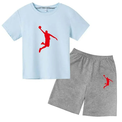 Basketball Idol Print Kids Summer Casual 2pcs T-shirts+Pants Sports Suits 3-13 Years Boys Girls Leisure Outfits Children Clothes