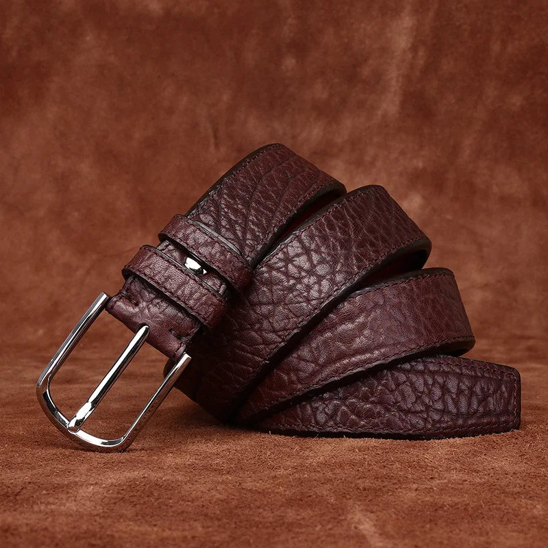 3.8CM Pure Cowhide Genuine Leather for Men High Quality Jeans Needle Buckle Belts Cowboy Waistband Male Fashion BusinessLuxury