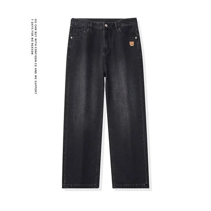 High Streets Spring Summer Men's Jeans American Retro Baggy Wide Leg Denim Pants Loose Solid Cotton Jeans Male Trendy Trousers