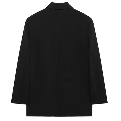 Women's Blazer Jacket Office Wear Woman Black Jacket Business Casual Loose Long Blazer Coat Double-Breasted Gray Jacket