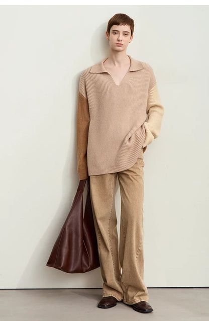 Minimalism Women's Jeans 2024 Autumn New Casual Cotton Denim Pants Retro Trendy Loose Straight Wide-leg Trousers 12443249