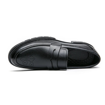Spring Luxury Thick soled Casual Shoes Men's Black Penny loafers men Brown Business Office Dress Shoes for Mentênis masculino