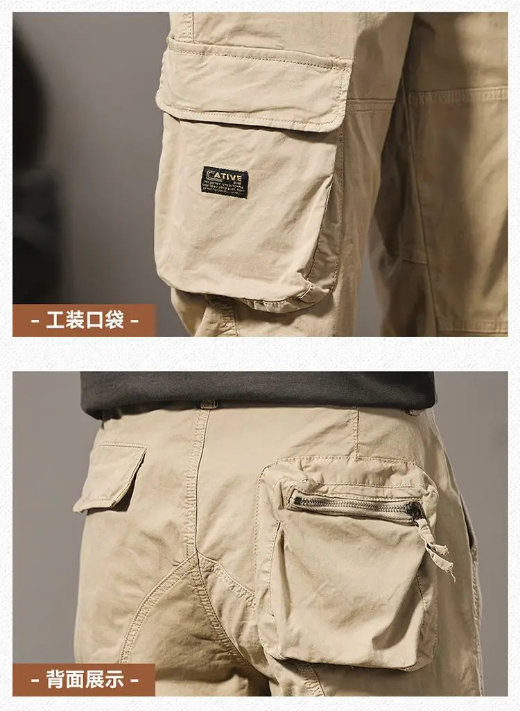 Men Fashion Military Cargo Pants Regualr Straight Fit Cotton Camouflage Green Black Grey Color Trousers W9202