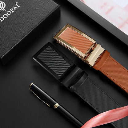 Men Belt Genuine Leather High Quality Buckle Jeans Cowskin Casual Belts Business Cowboy Male Automatic Buckle Belt 115cm 125cm