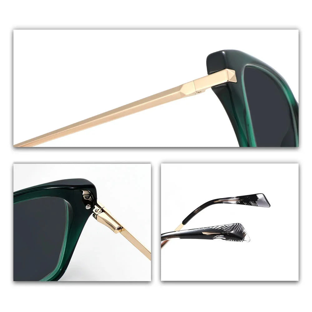 Women's Sunglasses UV400 Cat Eye Acetate Metal Big Size Trendy