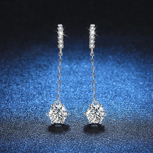 1ct Moissanite Studs Drop Earrings for Women Lab Diamond 925 Sterling Silver Women's Earring Wedding Party Stud Earring