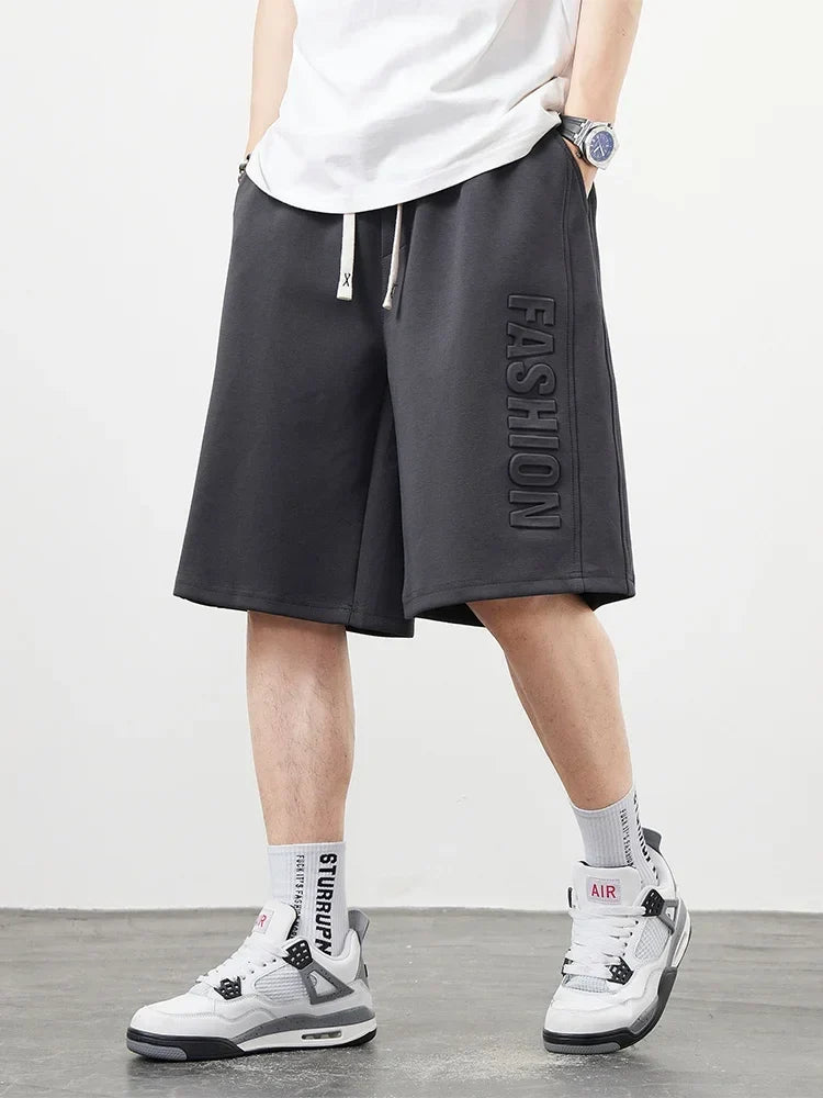 Men's Shorts Summer Clothes Fashion Letter Printed Casual Sweatpants Solid Color Loose Cotton Short Pants Male Straight Shorts